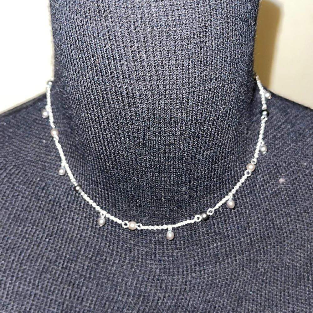 NWT Napier faux pearl station silver necklace
